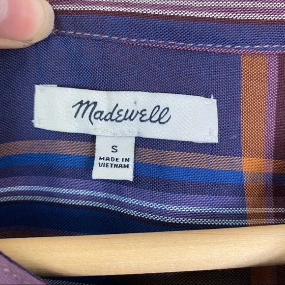 Madewell Plaid Button Down Oversized Peasant Top size Small - Picture 7 of 9
